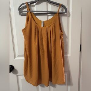 Zenana Outfitters Mustard Pleated Spaghetti-Strap Camisole